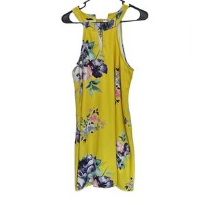 Women’s Gille Yellow Floral Halter A-Line Dress, Size Medium